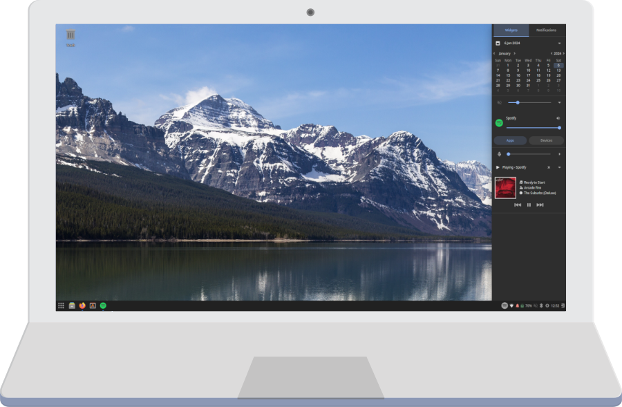 Laptop graphic with Budge Desktop screenshot on screen