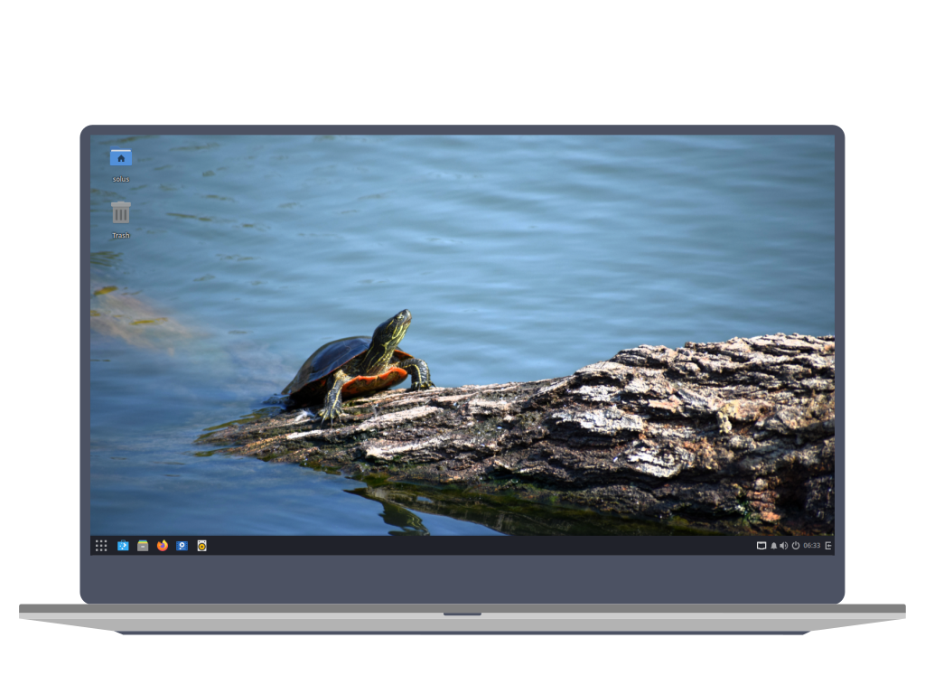Laptop with Budgie Desktop on Solus